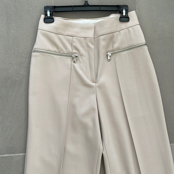 REISS Miller high rise straight leg pintuck trousers in stone color NWOT - Picture 6 of 17